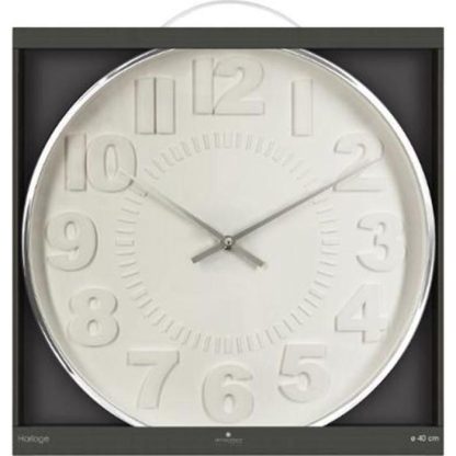 Horloge Murale | Horloge Murale "Contemporain" 40cm Argent Horloge Murale Argent & Blanc