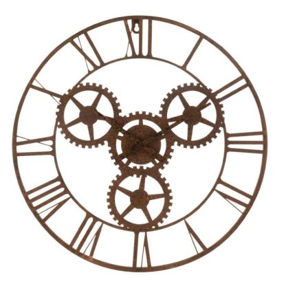 Horloge Murale | Horloge Murale Design "Roues" 60cm Rouille Horloge Murale Horloge Murale