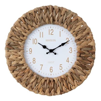 Horloge Murale | Horloge Murale en Jacinthe "Flore" 40cm Naturel Horloge Murale Horloge Murale