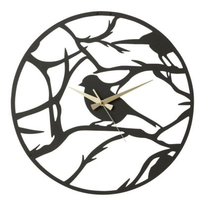 Horloge Murale | Horloge Murale en Métal "Oiseau" 49cm Noir Horloge Murale Horloge Murale