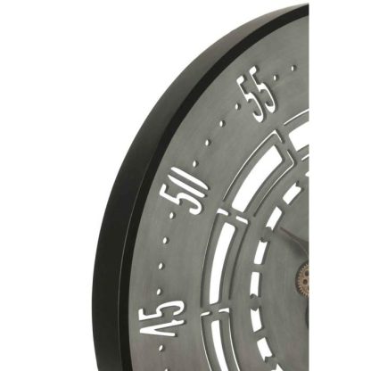 Horloge Murale | Horloge Murale "Engrenage Secondes" 90cm Gris Horloge Murale Gris & Noir