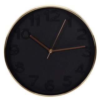 Horloge Murale | Horloge Murale "Gold" 30cm Noir & Cuivre Horloge Murale Horloge Murale