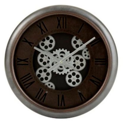 Horloge Murale | Horloge Murale Ronde "Engrenage" 52cm Marron & Argent Horloge Murale Horloge Murale