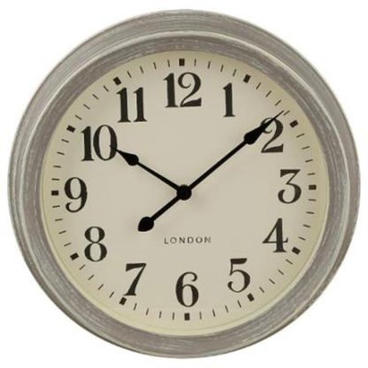 Horloge Murale | Horloge Murale Vintage "Brossé" 35cm Gris Horloge Murale Gris