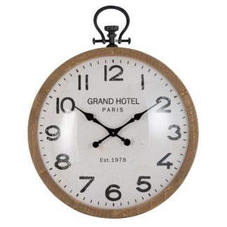 Horloge Murale | Horloge Murale Vintage "Hotel" 92cm Naturel Horloge Murale Horloge Murale