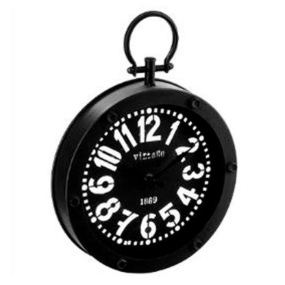 Horloge Murale | Pendule Rétro en Métal "Gousset" 24cm Noir & Blanc Horloge Murale Horloge Murale