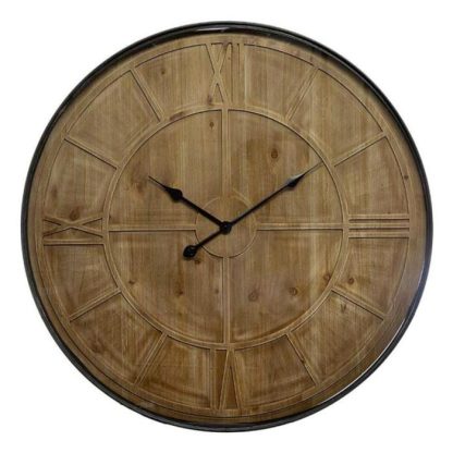 Horloge Murale | Pendule Ronde en Métal & Bois "Alia" 80cm Naturel Horloge Murale Horloge Murale