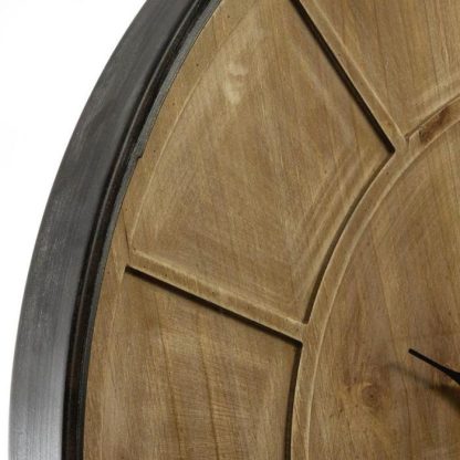 Horloge Murale | Pendule Ronde en Métal & Bois "Alia" 80cm Naturel Horloge Murale Horloge Murale