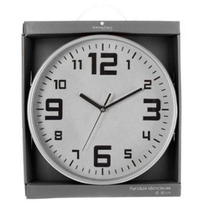 Horloge Murale | Pendule "Silence" 30cm Argent Horloge Murale Argent