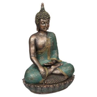 Jardin Zen & Bouddha | Bouddha Vintage "Anju" 43cm Bleu & Bronze Accessoires Déco Bleu & Bronze