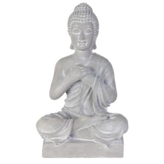 Jardin Zen & Bouddha | Statuette Déco "Bouddha Assis" 27cm Gris Accessoires Déco Gris