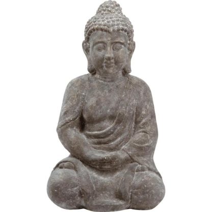 Jardin Zen & Bouddha | Statue en Ciment "Bouddha Assis" 46cm Gris Accessoires Déco Gris