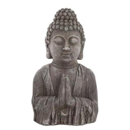 Jardin Zen & Bouddha | Statuette de Bouddha "Effet Bois" 49cm Gris Accessoires Déco Gris