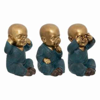 Jardin Zen & Bouddha | Lot de 3 Statuettes Déco Bouddha "Sagesse" 21cm Or Accessoires Déco Jardin Zen & Bouddha