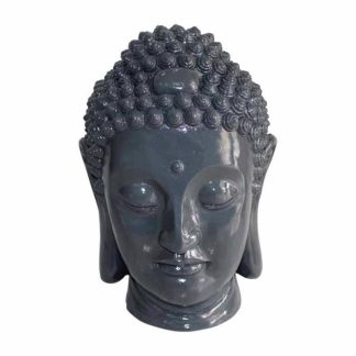 Jardin Zen & Bouddha | Statue Déco "Tête de Bouddha" 34cm Gris Accessoires Déco Gris