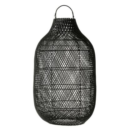 Lanterne | Lanterne Cylindrique en Rotin "Lyna" 75cm Noir Bougies & Senteurs Lanterne