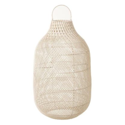 Lanterne | Lanterne Cylindrique "Rotin" 78cm Blanc Bougies & Senteurs Blanc