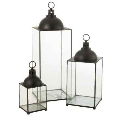 Lanterne | Lanterne Design en Verre "Hagrid" 57cm Noir Bougies & Senteurs Lanterne