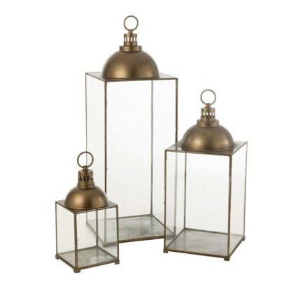 Lanterne | Lanterne Design en Verre "Hagrid" 85cm Bronze Bougies & Senteurs Bronze