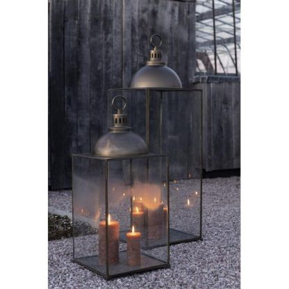 Lanterne | Lanterne Design en Verre "Hagrid" 85cm Bronze Bougies & Senteurs Bronze