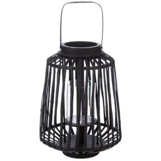 Lanterne | Lanterne Design "Rattan" 35cm Noir Bougies & Senteurs Lanterne