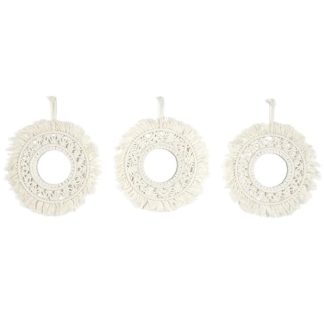 Miroir | Lot de 3 Miroirs Déco "Boho" 28cm Beige Horloges, Miroirs & Pense-Bêtes Beige