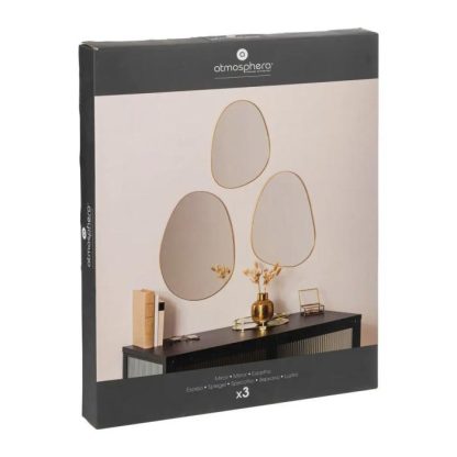 Miroir | Lot de 3 Miroirs Organisateurs "Lida" 47cm Or Horloges, Miroirs & Pense-Bêtes Miroir