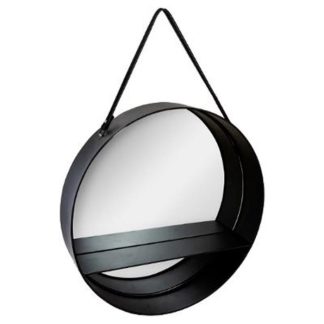 Miroir | Miroir Étagère en Métal "Belt" 55cm Noir Horloges, Miroirs & Pense-Bêtes Miroir