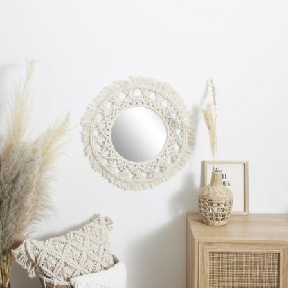 Miroir | Miroir Déco Macramé "Boho" 55cm Beige Horloges, Miroirs & Pense-Bêtes Beige