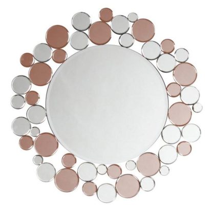 Miroir | Miroir Mural Design "Bubble" 80cm Argent & Rose Horloges, Miroirs & Pense-Bêtes Argent & Rose