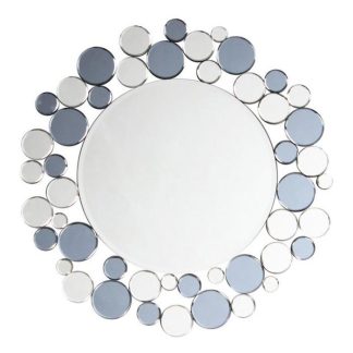 Miroir | Miroir Mural Design "Bubble" 80cm Gris & Argent Horloges, Miroirs & Pense-Bêtes Gris & Argent