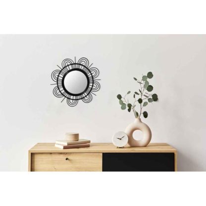 Miroir | Miroir Mural Design en Rotin "Aina" 51cm Noir Horloges, Miroirs & Pense-Bêtes Miroir