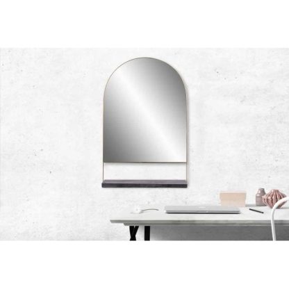 Miroir | Miroir Mural & Étagère Design "Doha" 69cm Noir Horloges, Miroirs & Pense-Bêtes Miroir