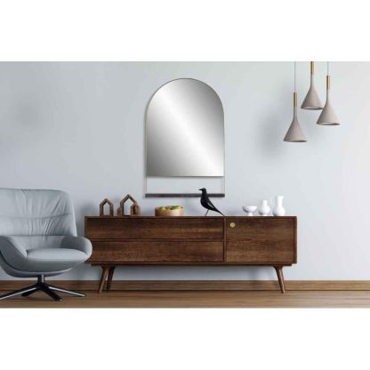 Miroir | Miroir Mural & Étagère Design "Doha" 69cm Noir Horloges, Miroirs & Pense-Bêtes Miroir