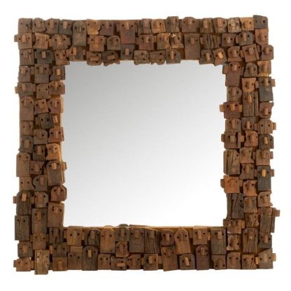 Miroir | Miroir Mural en Bois "Syma" 90cm Marron Horloges, Miroirs & Pense-Bêtes Marron