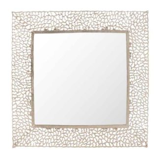 Miroir | Miroir Mural en Métal "Caviano" 76cm Champagne Horloges, Miroirs & Pense-Bêtes Champagne