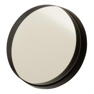 Miroir | Miroir Mural Rond Déco "Bord Métal" 40cm Noir Horloges, Miroirs & Pense-Bêtes Miroir