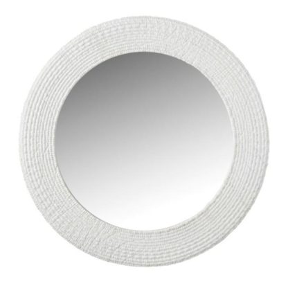 Miroir | Miroir Mural Rond Design "Nervures" 50cm Blanc Horloges, Miroirs & Pense-Bêtes Blanc