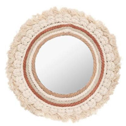 Miroir | Miroir Mural Rond Design "Wonderly" 40cm Beige Horloges, Miroirs & Pense-Bêtes Miroir