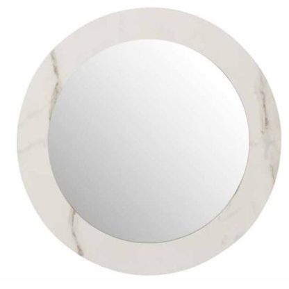 Miroir | Miroir Mural Rond "Effet Marbre" 60cm Blanc Horloges, Miroirs & Pense-Bêtes Blanc