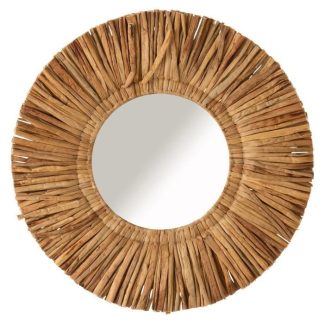 Miroir | Miroir Mural Rond "Maurice" 64cm Naturel Horloges, Miroirs & Pense-Bêtes Miroir