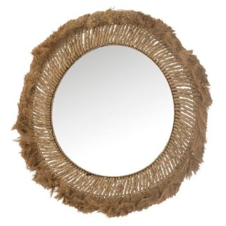 Miroir | Miroir Mural Rond "Tressé" 90cm Naturel Horloges, Miroirs & Pense-Bêtes Miroir