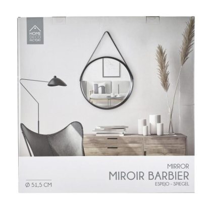 Miroir | Miroir Rond "Barbier" 51cm Noir Horloges, Miroirs & Pense-Bêtes Miroir