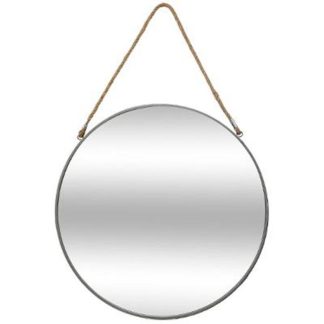 Miroir | Miroir Rond en Métal "Corde" 55cm Gris Horloges, Miroirs & Pense-Bêtes Gris