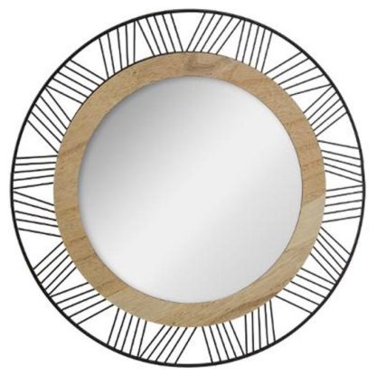 Miroir | Miroir Rond en Métal & Bois "Joe" 45cm Noir Horloges, Miroirs & Pense-Bêtes Miroir