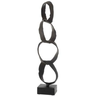 Objet à Poser | Anneaux Déco sur Pied "Jarvis" 56cm Noir Accessoires Déco Noir