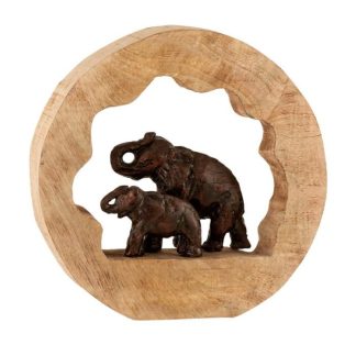 Objet à Poser | Éléphant avec Enfant Déco "Kenya" 30cm Bronze Accessoires Déco Bronze & Naturel