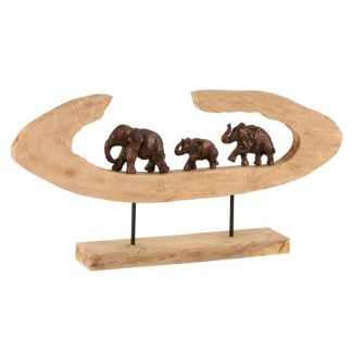 Objet à Poser | Éléphants en Rang sur Pied "Kenya" 68cm Bronze Accessoires Déco Bronze & Naturel