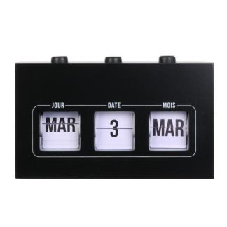 Objet à Poser | Calendrier Perpétuel "Flip Flap" 19cm Noir Accessoires Déco Noir & Blanc