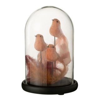 Objet à Poser | Cloche Décorative "3 Oiseaux" 26cm Bordeaux Accessoires Déco Bordeaux